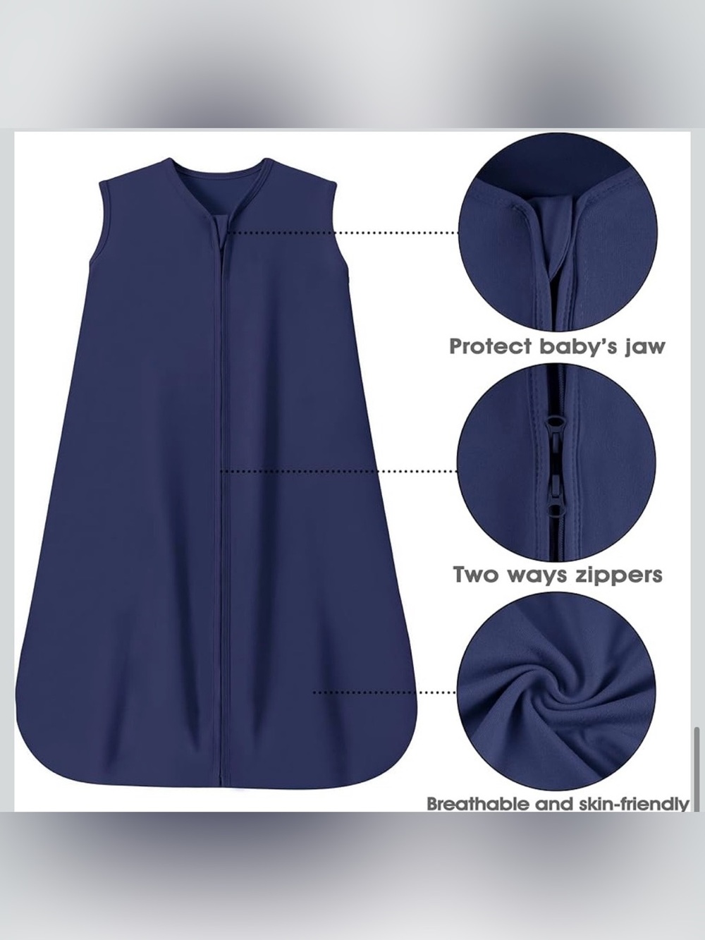 BRAND NEW Guntail Navy Baby Sleep Sack with Two-Way Zipper - 18-24 Months
